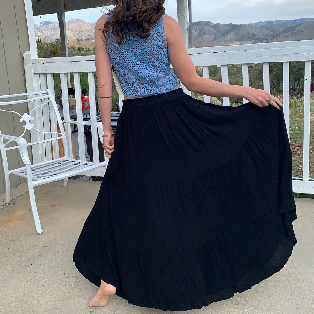 Vintage rayon gauze all maxi skirt